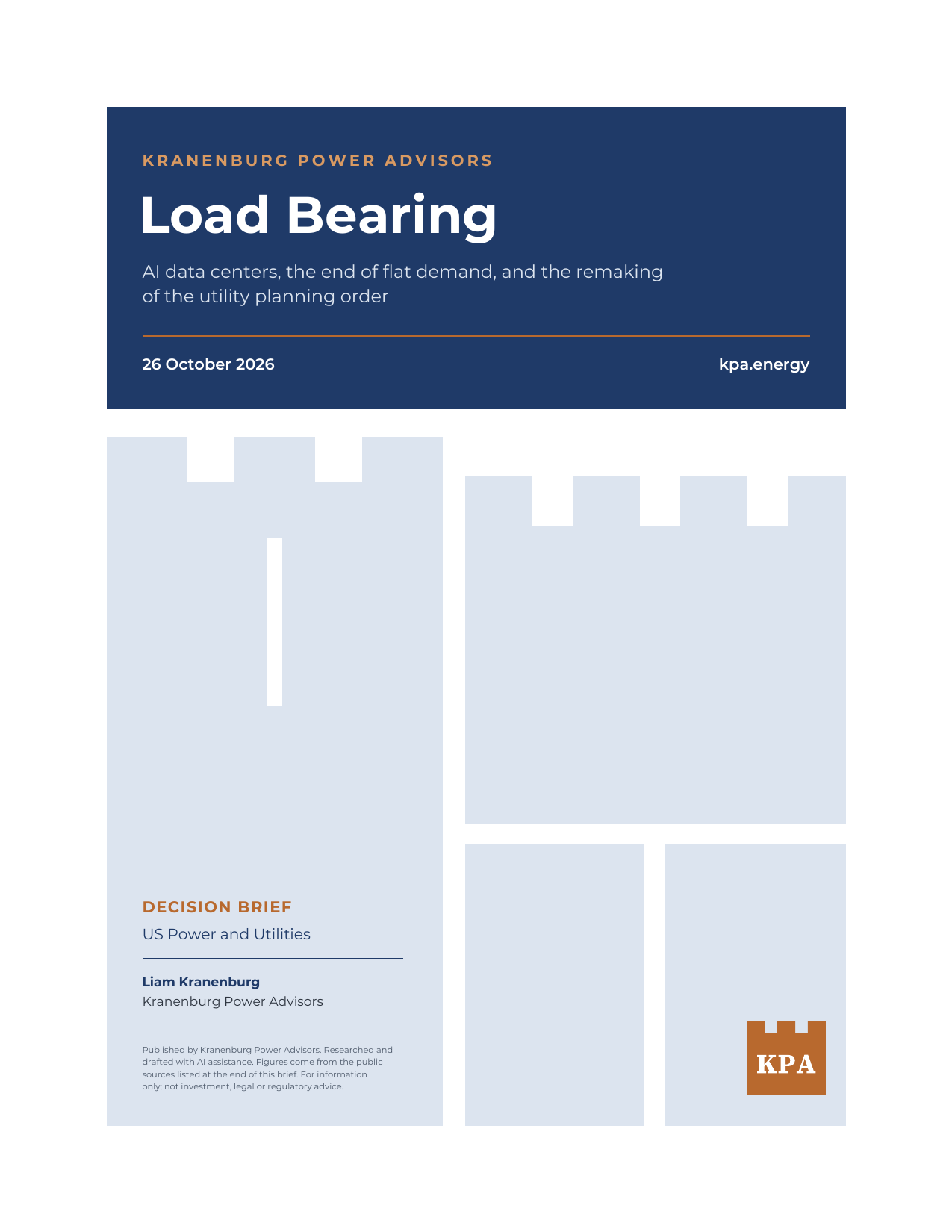 Cover of Load Bearing: a Delft blue title block above pale blue castle-wall blocks